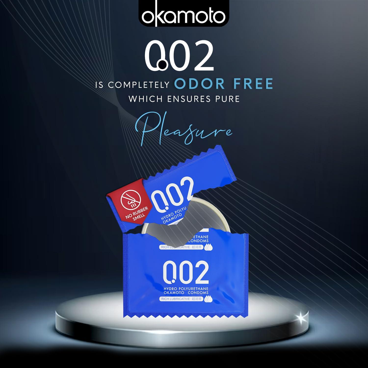 OKAMOTO Okamoto 0.02 - Japan\'s Best | Thinnest Condom In India | 1st Time in India - Non Latex PU Condom | Super Thin | Super Strong | Imported from Japan | 0.02 mm Ultra Thin (Pack of 2, 12s)