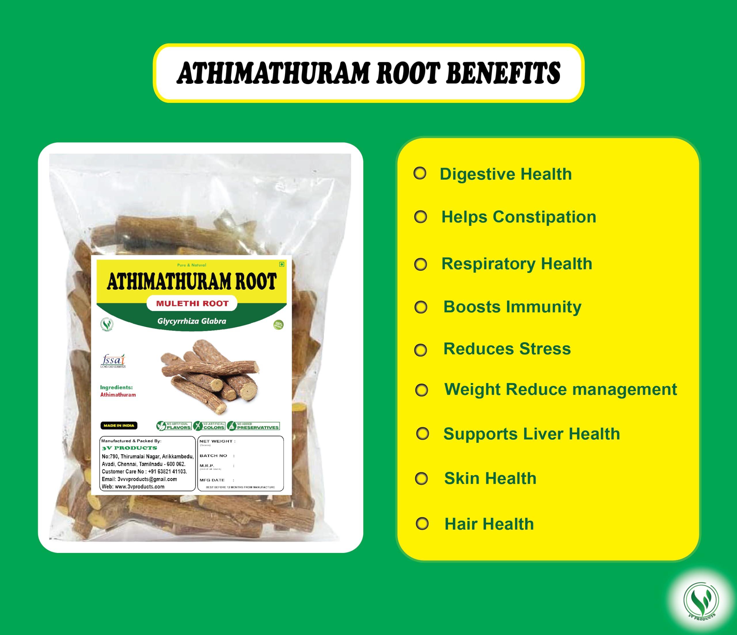 3V PRODUCTS 3V PRODUCTS Athimathuram | Mulethi | Licorice Root | Glycyrrhiza Glabra - Pack of 2x50g