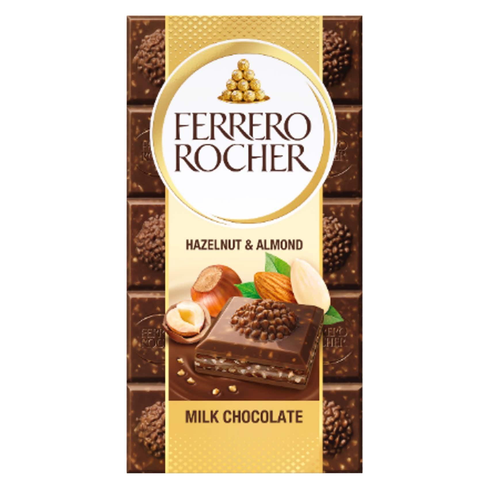 Ferrero Ferrero Rocher Milk Chocolate Bar Hazelnut with Almonds Pieces, 90g