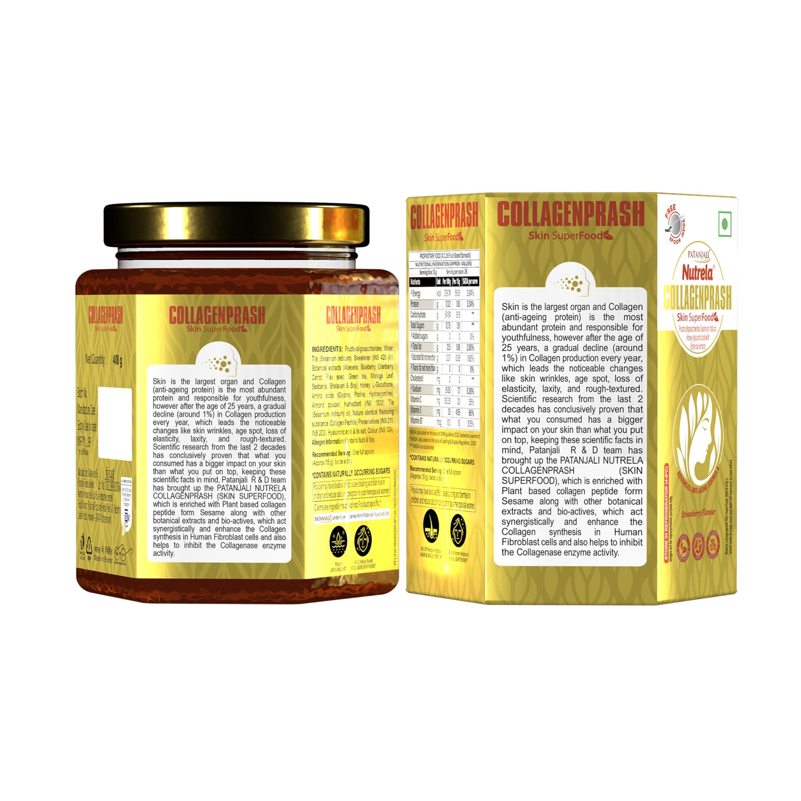 NUTRELA Nutrela Collagen Prash Supplement for Glowing & Younger Looking Skin - 400g | Patanjali Collagen Builder Skin Super Food for Men & Women