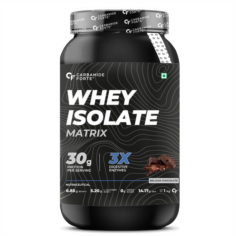 Carbamide Forte Carbamide Forte Whey Isolate Matrix | Whey Protein Powder | 30g Protein| Belgian Chocolate Flavour - Whey Protein Isolate 1kg