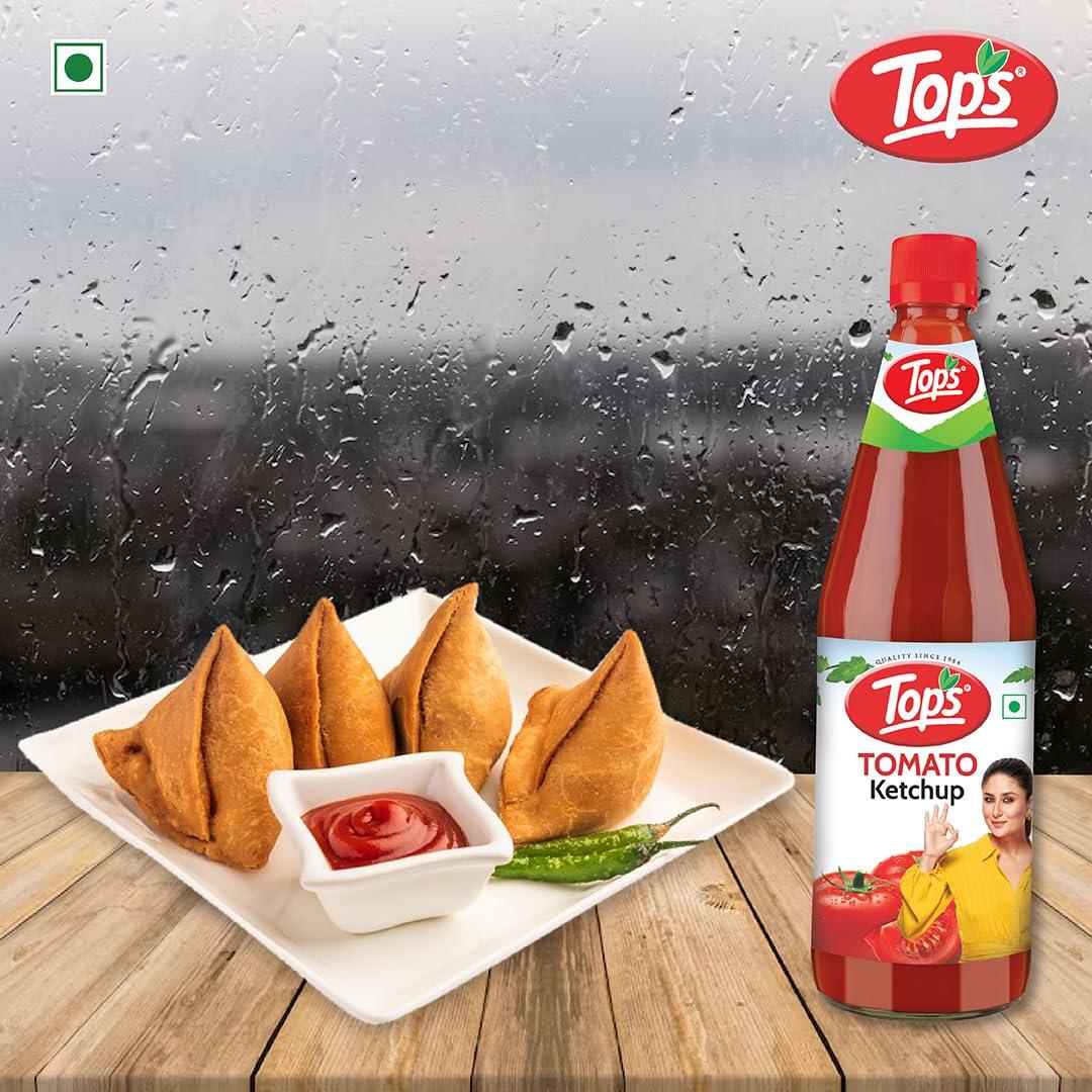 TOPS TOPS Tomato Ketchup - 500 gm Glass Bottle |Made with the goodness of juicy hand-picked tomatoes|No Added Colour & Flavour.