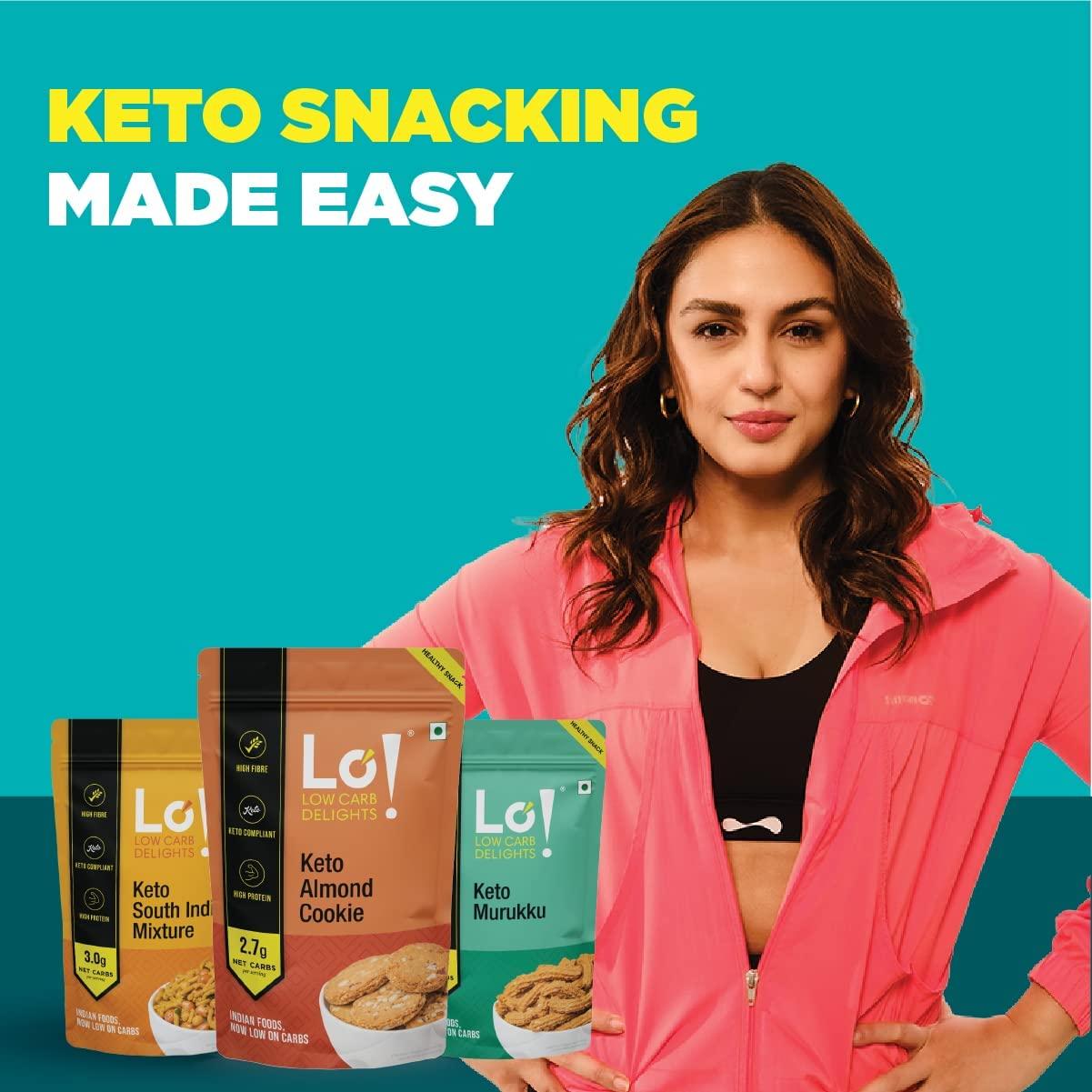 Lo! Low Carb Delights Lo! Foods - Keto Snacks Combo | Pack of 6 Delicious Keto Namkeen & Keto Cookies for Keto Diet | Superfood Low Carb Snack | Diet Snacks Food | Sugarfree Cookies - (100g x Pack of 6)