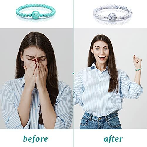 Jadive Jadive 4 x Anti-Nausea Bracelets for Motion Sickness Adjustable Movement Bands for Morning Sickness, Car Sickness, Travel Sickness (Simple Style), 4 Unit (Lot de 1), Stone