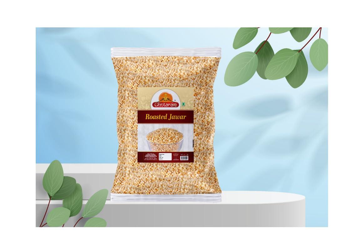 GHOTARAM Ghotaram Jowar Puffs Tasty Crunchy Puffs | Protein Puffs | Gluten Free, Low Fat Jowar | Healthy Roasted Snacks Eat Smart | Roasted Jowar Mix - Salted Puffs Bachcho Ka Favourite-300g*1Pack