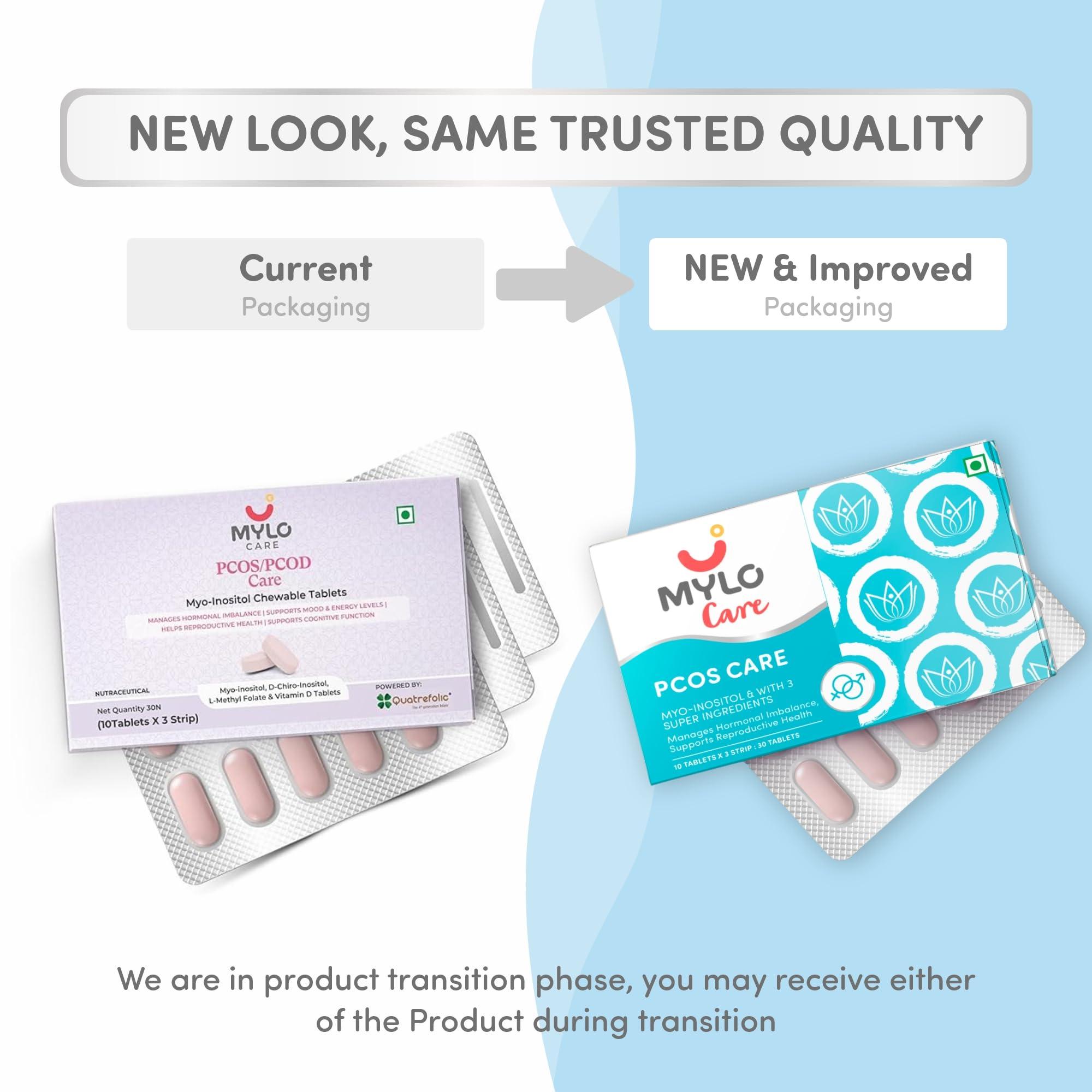 Mylo Mylo Myoinositol Chewable Tablets for PCOS & PCOD (Strip of 10, Pack of 3)| Fights PCOS/PCOD Symptoms | Improves Cognitive Function | Clinically Tested