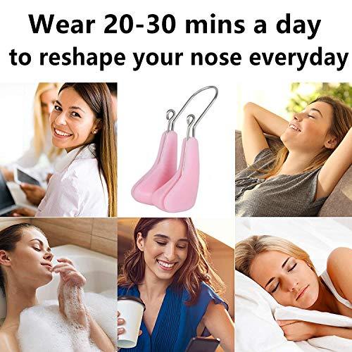 Lenlorry Nose Shaper Clip Nose Lifter Nose Beauty Up Lifting Tool Soft Safety Silicone Rhinoplasty Nose Bridge Straightener Corrector Slimming Device for Wide Crooked Nose Women (Pink)