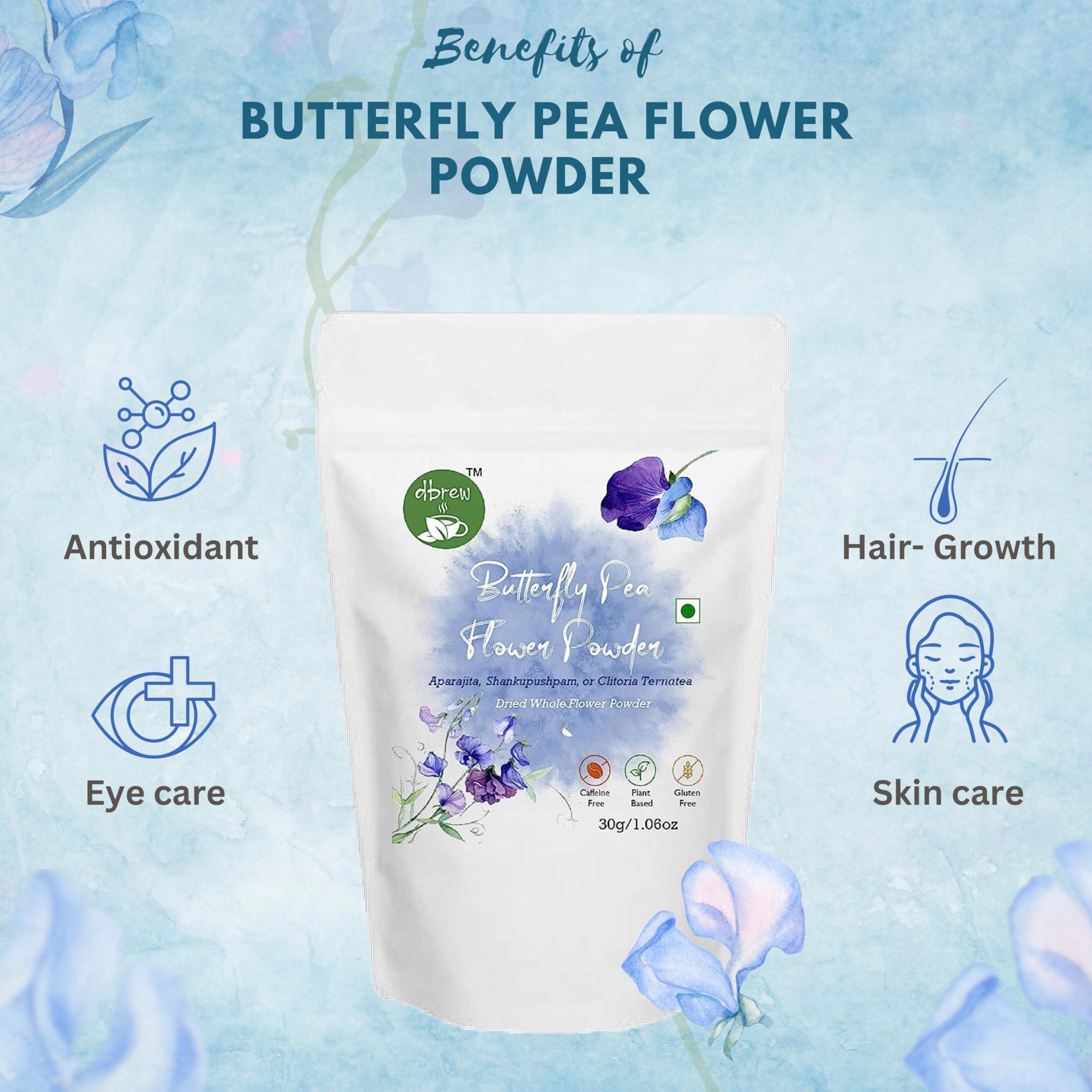 dbrew dbrew Blue Matcha 50g | Butterfly Pea Powder | 50G | 100 Cups | Superfood | Blue Latte | Caffeine Free, 50 Gm