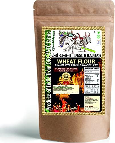 DESI KHAJANA Desi Khajana Premium Lokwan Wheat Chakki Fresh Atta | Wheat Flour | No Bleach | No preservatives | No Artificial Flavor | Rich in Micro-nutrients | Produce from Organic Farms of India (9000g)