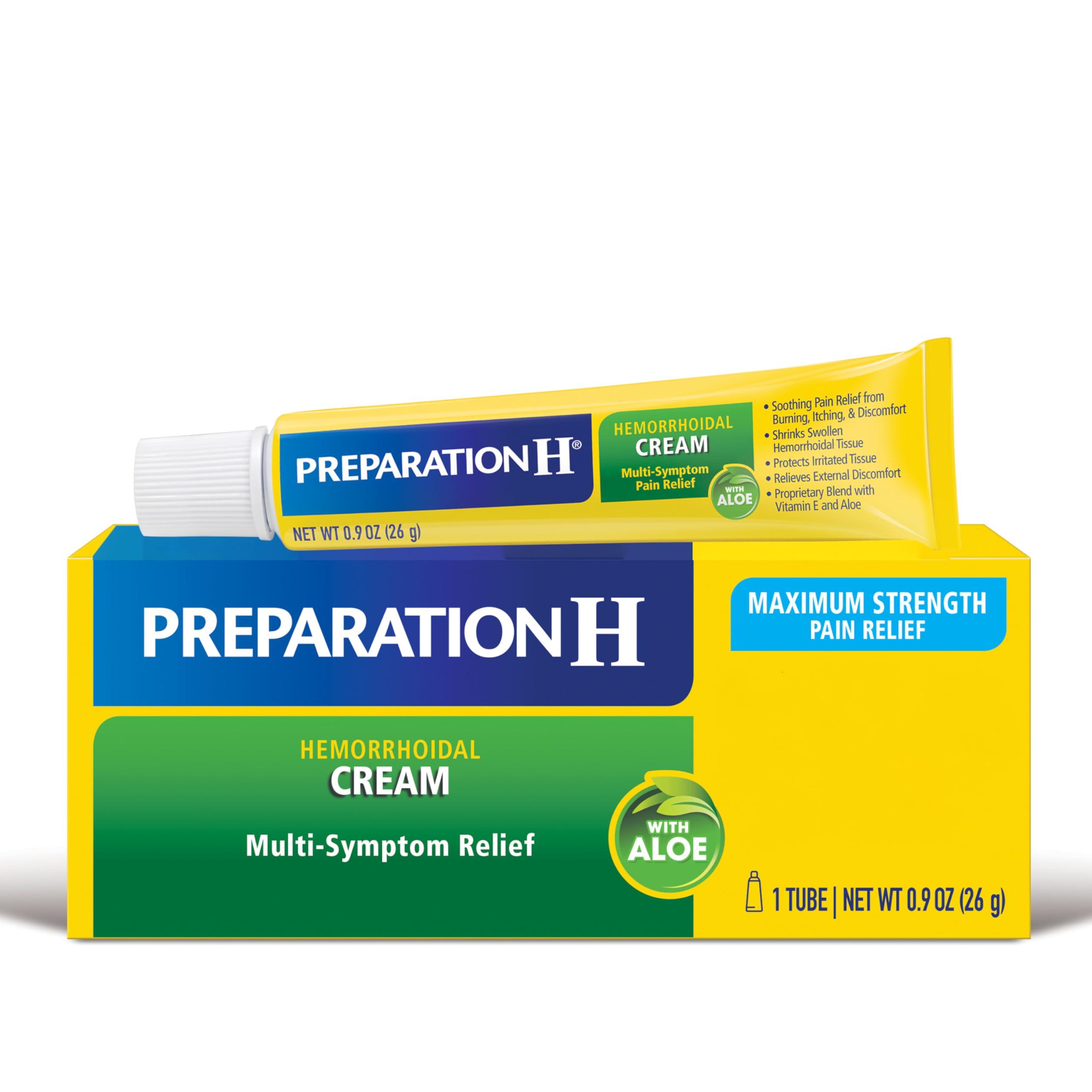 Preparation H PREPARATION H Hemorrhoid Symptom Treatment Cream (0.9 Ounce Tube), Maximum Strength Multi-Symptom Pain Relief with Aloe