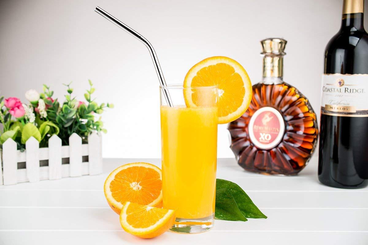 Syga SYGA 8 Pieces Stainless Steel Straws Reusable, Metal Drinking Straws for Smoothie, Milkshake, Cocktail and Hot Drinks