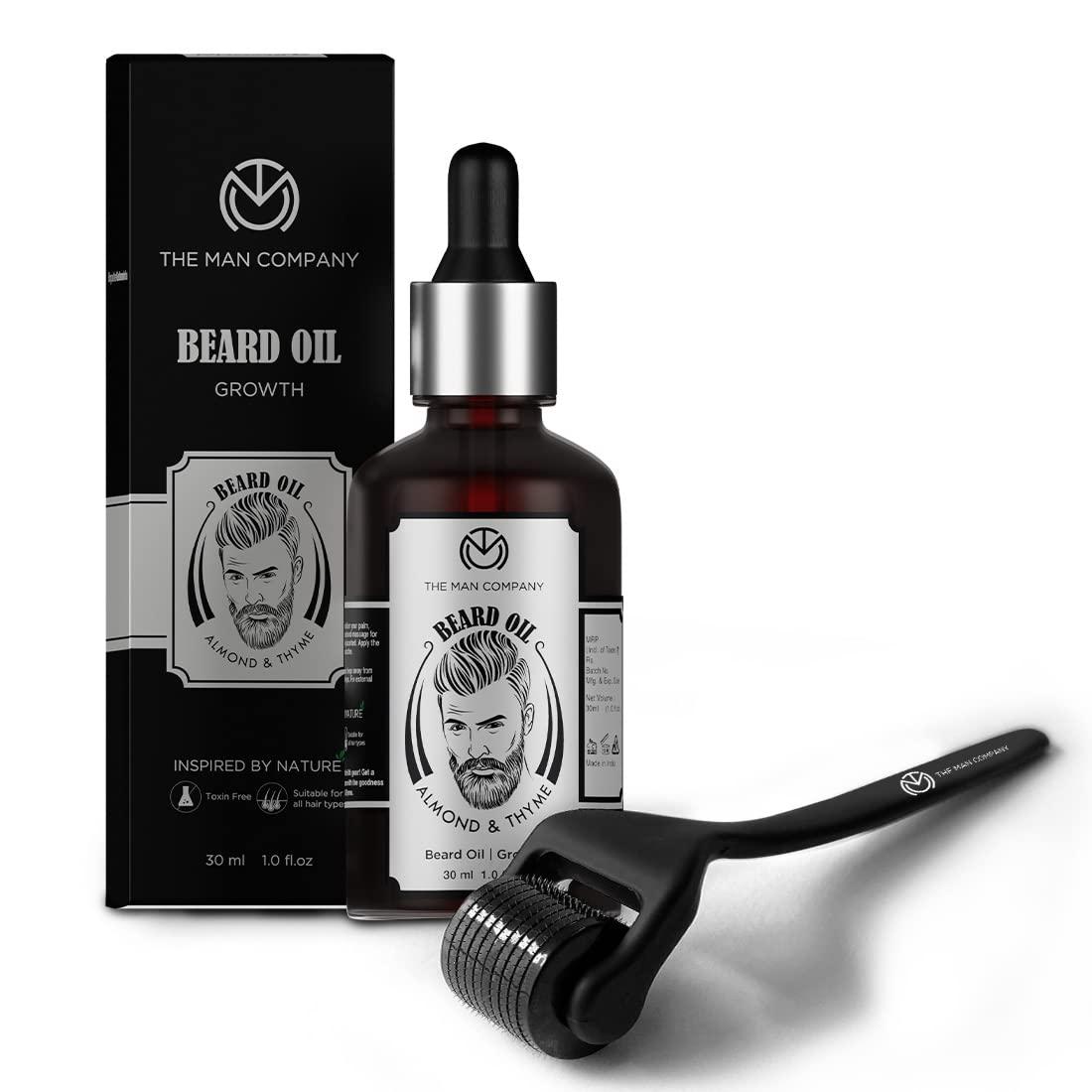 The Man Company The Man Company Beard Booster Duo | Derma Roller + Beard Oil | Activates Hair Follicles | Accelerates Beard Growth, Fuller & Thicker Beard | Improves Patchy Beard