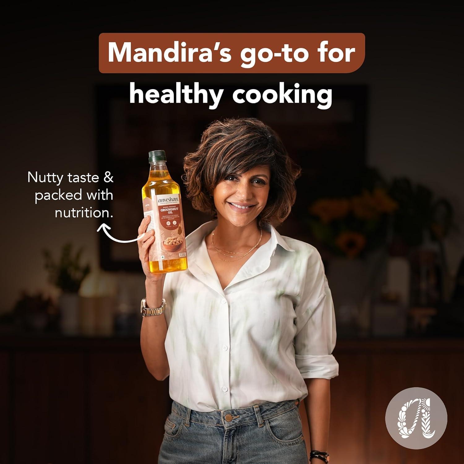 Anveshan Empowering farmers with technology Anveshan Wood Pressed Groundnut Peanuts Oil 1 Litre | Plastic Bottle | Kolhu/Kacchi Ghani/Chekku/Ganuga | Peanut Oil | Natural | Chemical-Free | Cold Pressed Groundnut Oil for Cooking