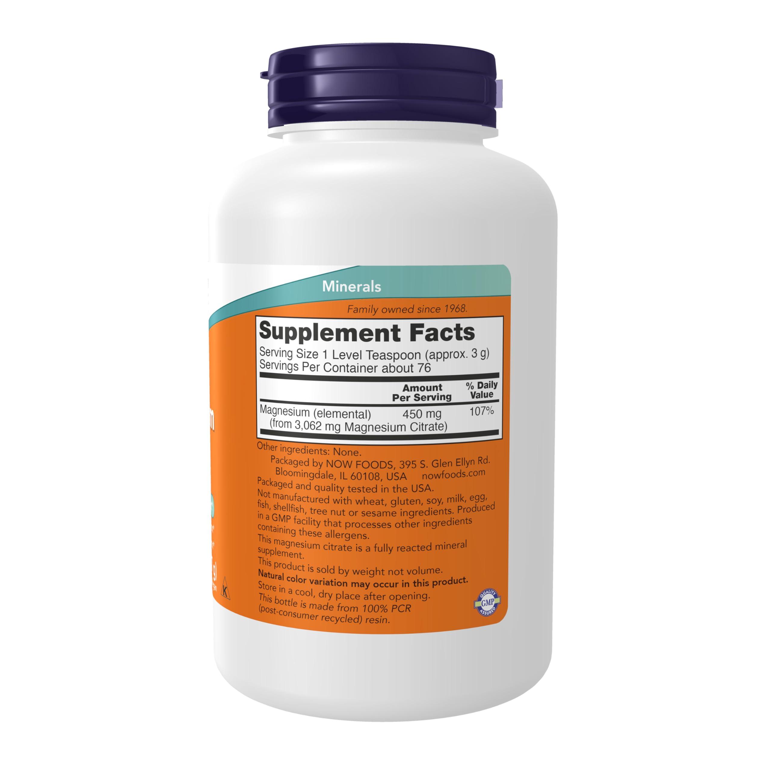 Now Foods Now Foods, Magnesium Citrate, 100% Pure Powder, 8 Oz (227 G)