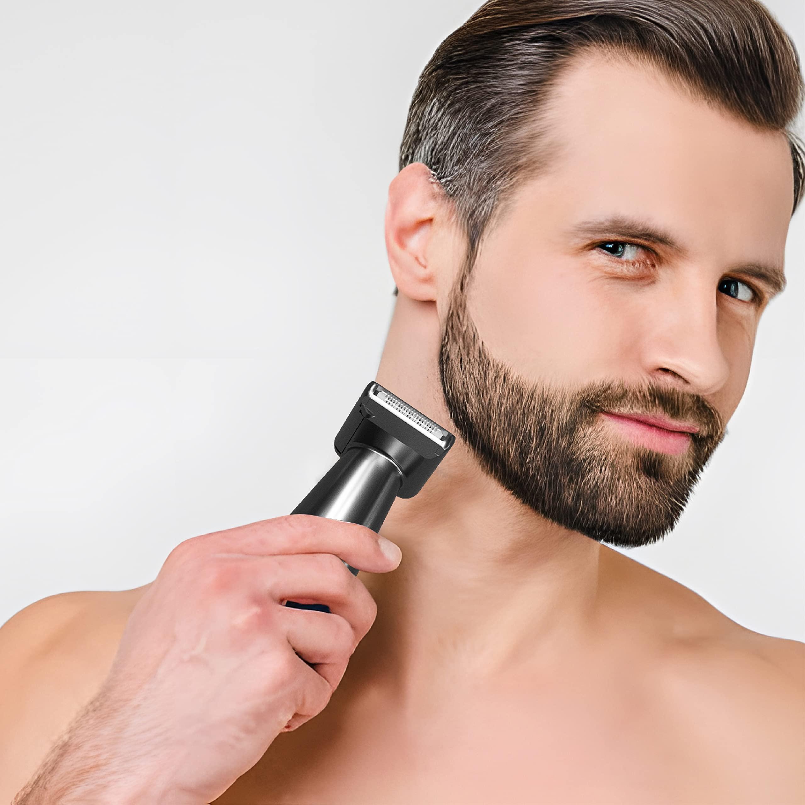 Perry Ellis Perry Ellis Rechargeable Ear and Nose Hair Trimmer for Men, 3 Detachable Heads for Sideburn, Eyebrow, Nose, Ear, Beard Trimmer for Men, Mens Grooming Kit, Detailer, Eye Brow Trimmer for Men
