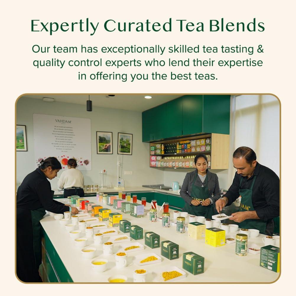 VAHDAM VAHDAM, Vedic Kadha Herbal Tea Bags (15 Count) Caffeine Free, Non-GMO, Gluten-Free | 100% Pure Herbal Tisane - Earthy & Savory | Individually Wrapped Pyramid Tea Bags | Direct from Source