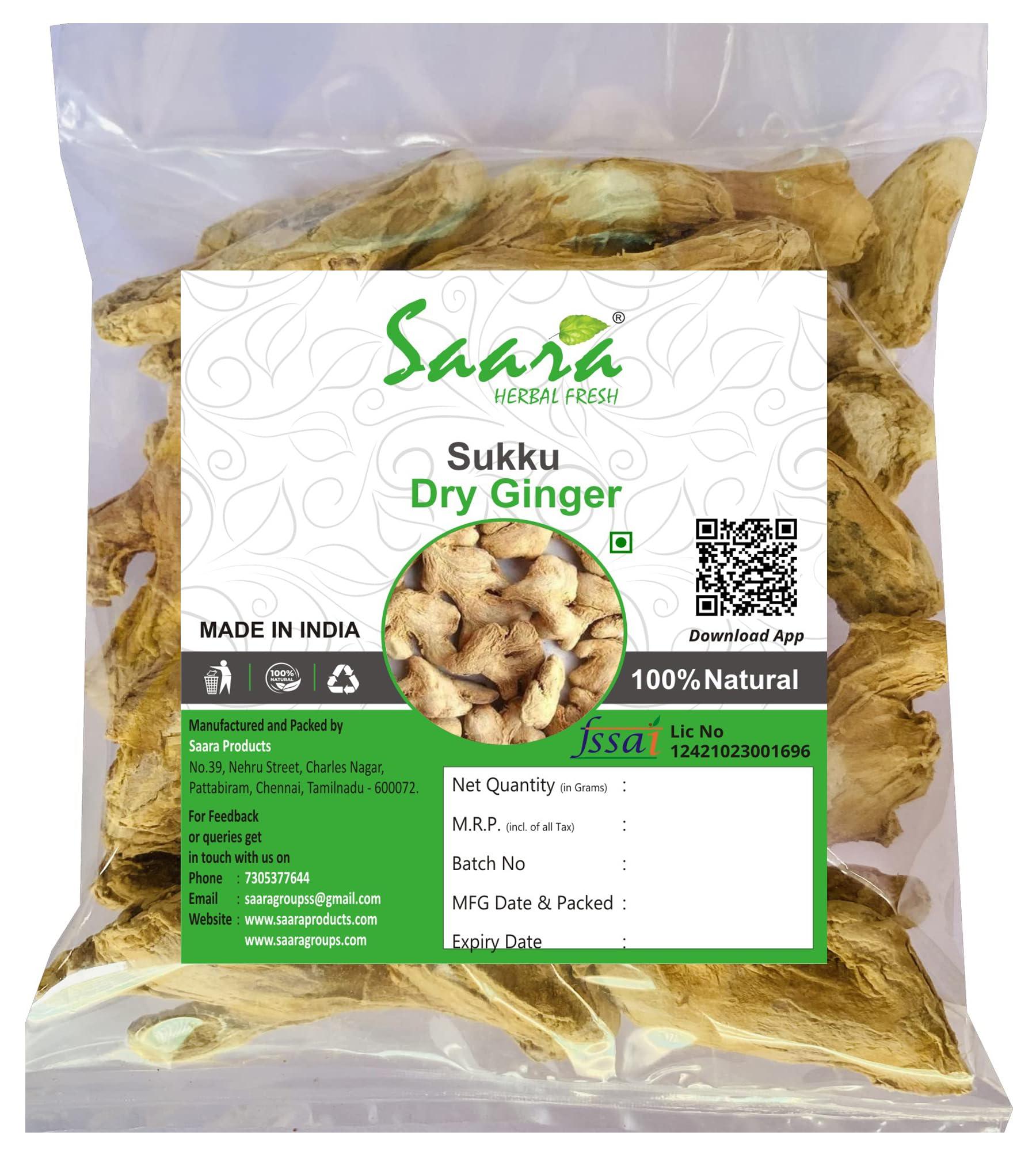 SAARA Saara HERBAL FRESH Sukku, 400g, Sonth, Chukku, Sunth, Sabut Saunth, Dry Ginger, Dry Shunthi, (pack of 4 x 100g)