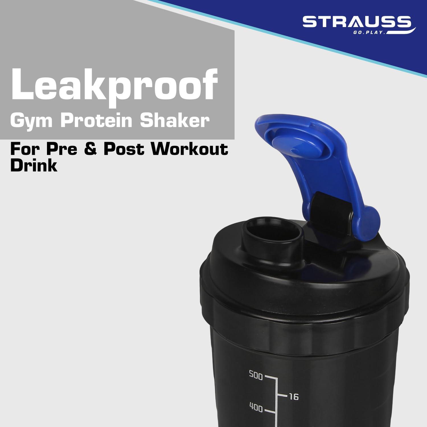 STRAUSS Strauss Spider Plastic Shaker Bottle 500ml, (Blue) Pack of 1