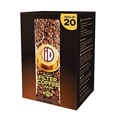 iD 100% Authentic iD 100% Authentic Instant Filter Coffee Decoction - Pack of 20 , 400ml Coffee Liquid (20ml x 20), Sachet