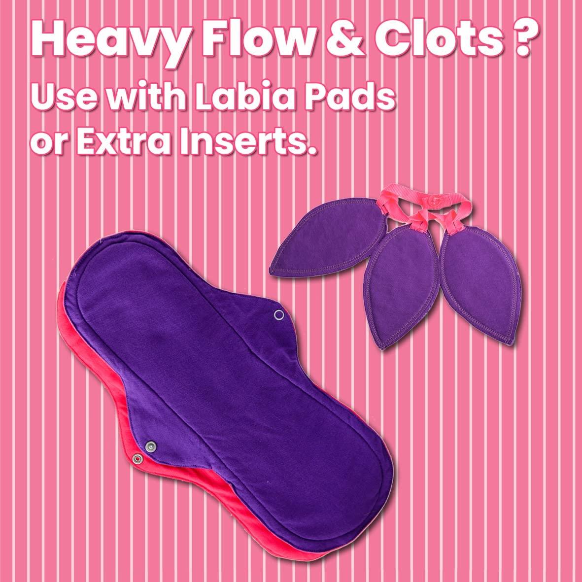 SochGreen SochGreen Interlabial Cloth Pad, Reusable, Washable-For Heavy flow, Flow with clots. Use with Period Panty, Cloth Pad or Cup (Set of 3, Small)