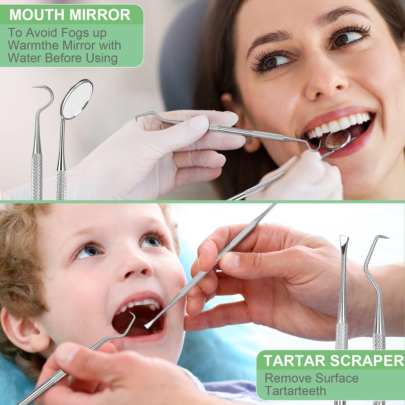 KuanStore Dental Tools, Professional Dental Pick Tools Kit, Teeth Cleaning Calculus Tool for Dentist, Personal Using, Pets Oral Care with Dental Mirror Dental Tooth Tartar Plaque Scraper Remover Dental Probe