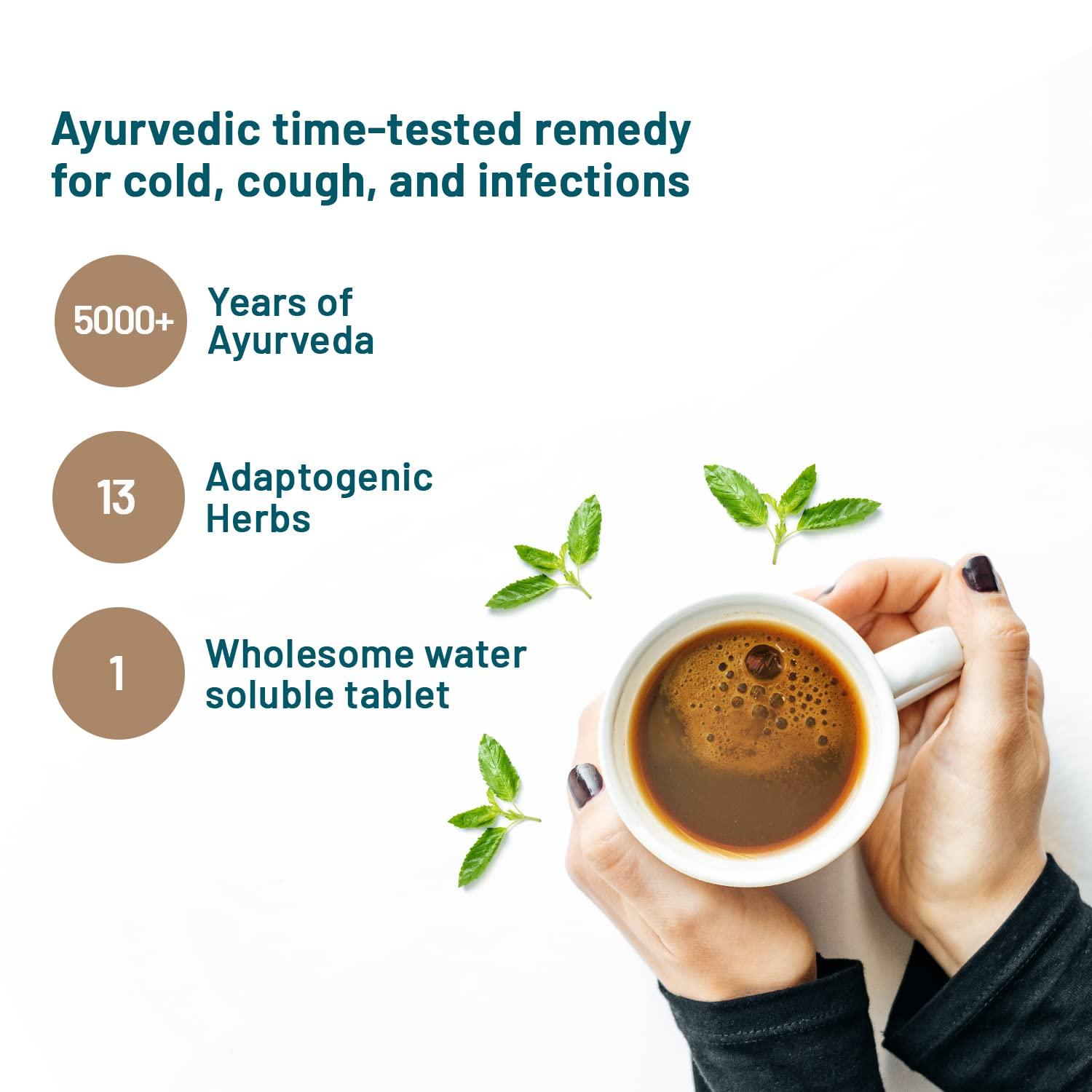 WELLBEING NUTRITION Wellbeing Nutrition Grandma's Kadha -Ayurvedic Natural Immunity Booster | Ayurvedic Kadha for Immunity, Cold, Cough, Sore Throat & Congestion (60 Effervescent Tablets)