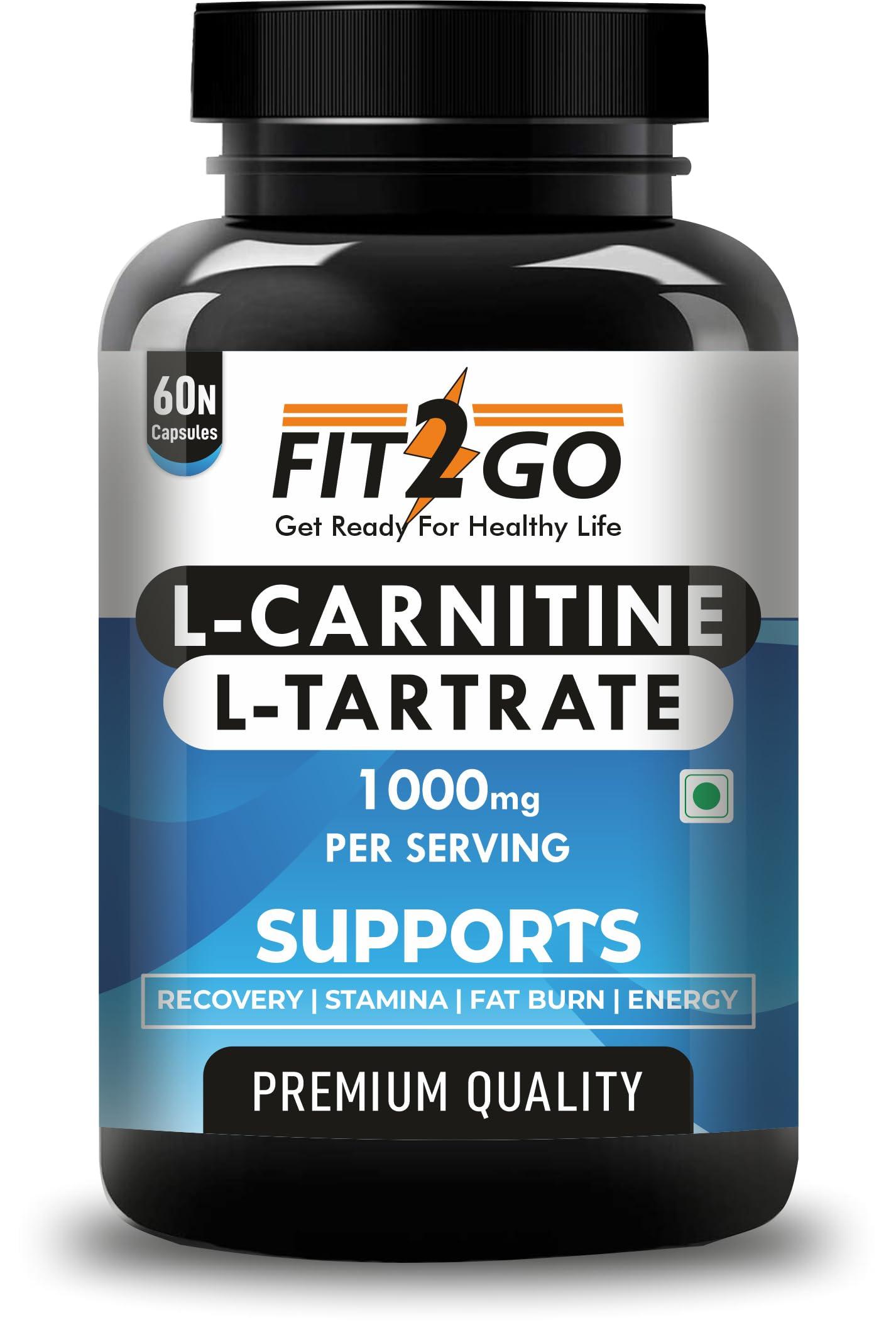 FIT2GO FIT2GO L-Carnitine L-Tartrate 1000mg Helps Convert Fat into Energy (60 Capsules)
