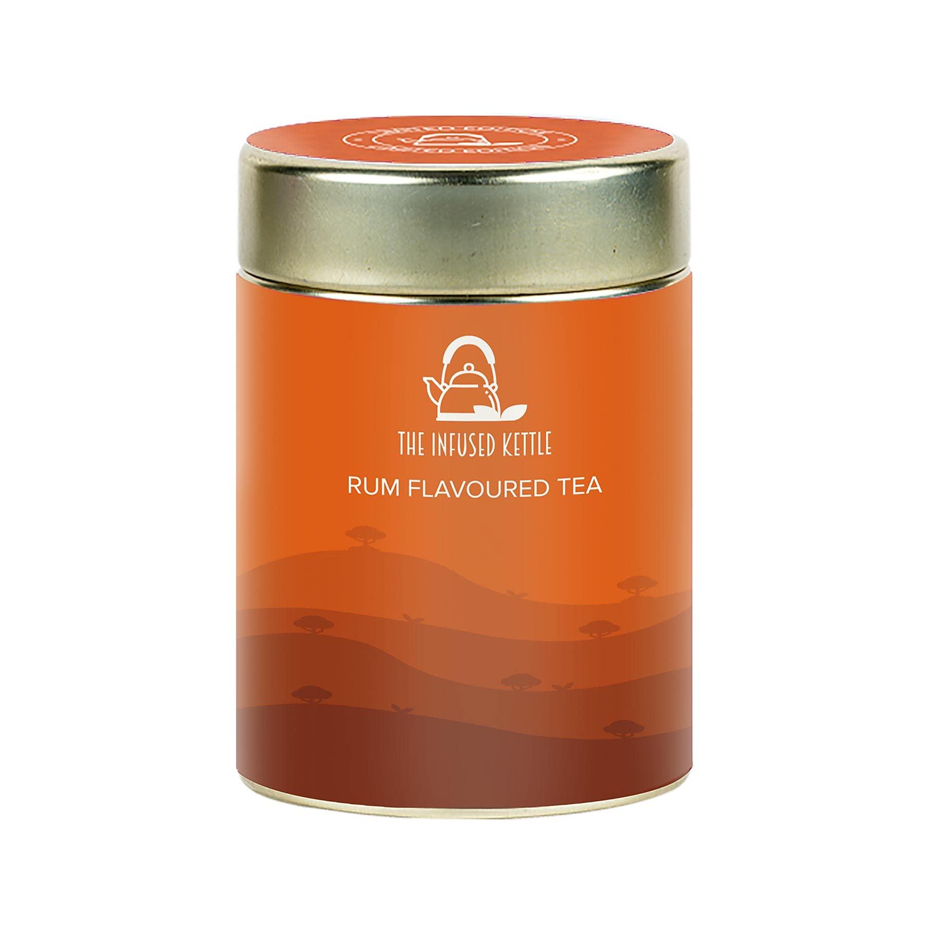 The Infused Kettle The Infused Kettle Premium Rum Flavoured Tea, 22 Cups, Loose Black Tea Leaves Infused with Rum Flavour, Smoky Aroma, Low Caffeine Chai - 50gm
