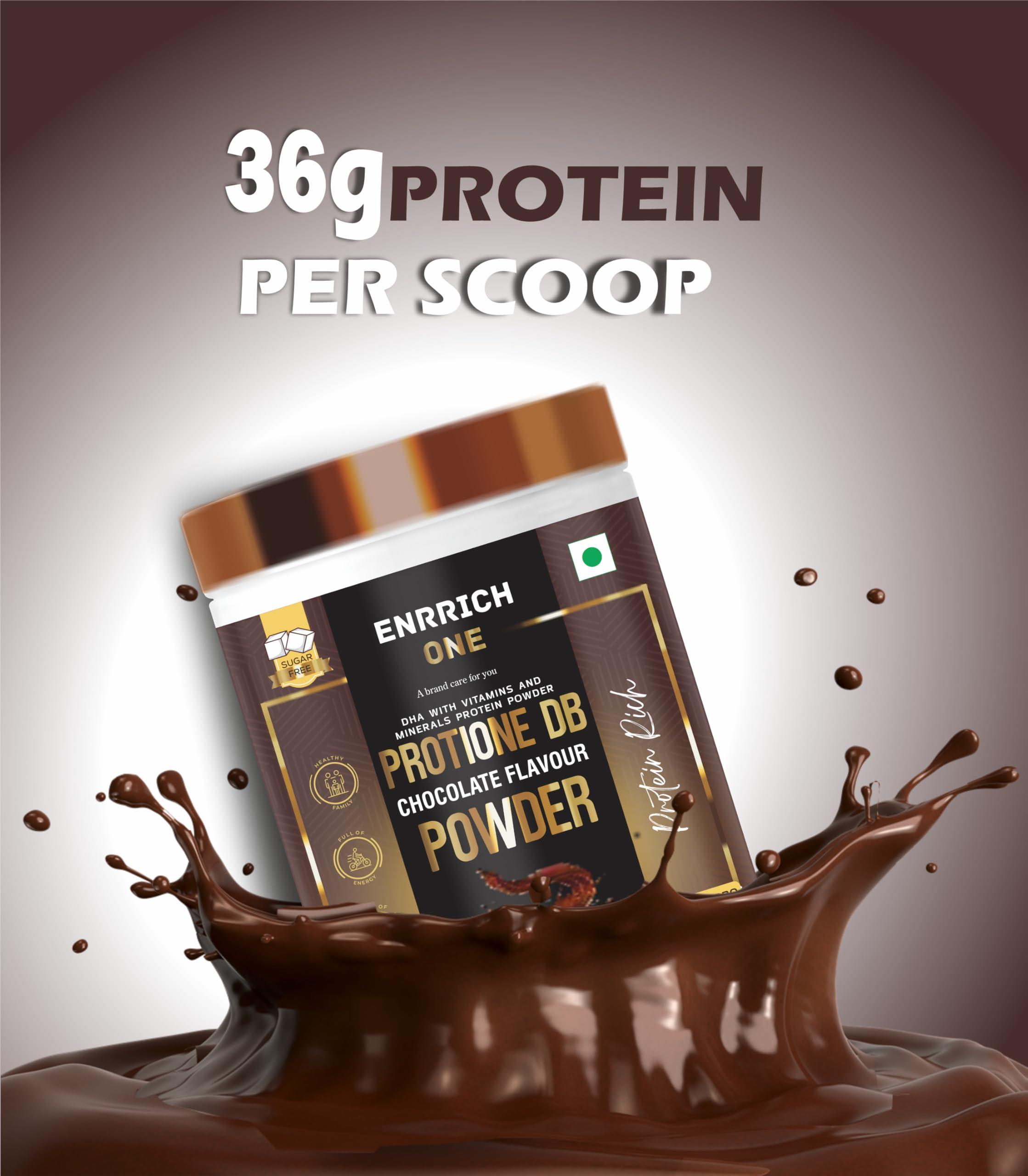 ENRICH ENRICH ONE Protione DB powder for Balanced Nutrition, Protein with Vitamins Minerals Health Supplement with Chocolate Flavour (200 gm)