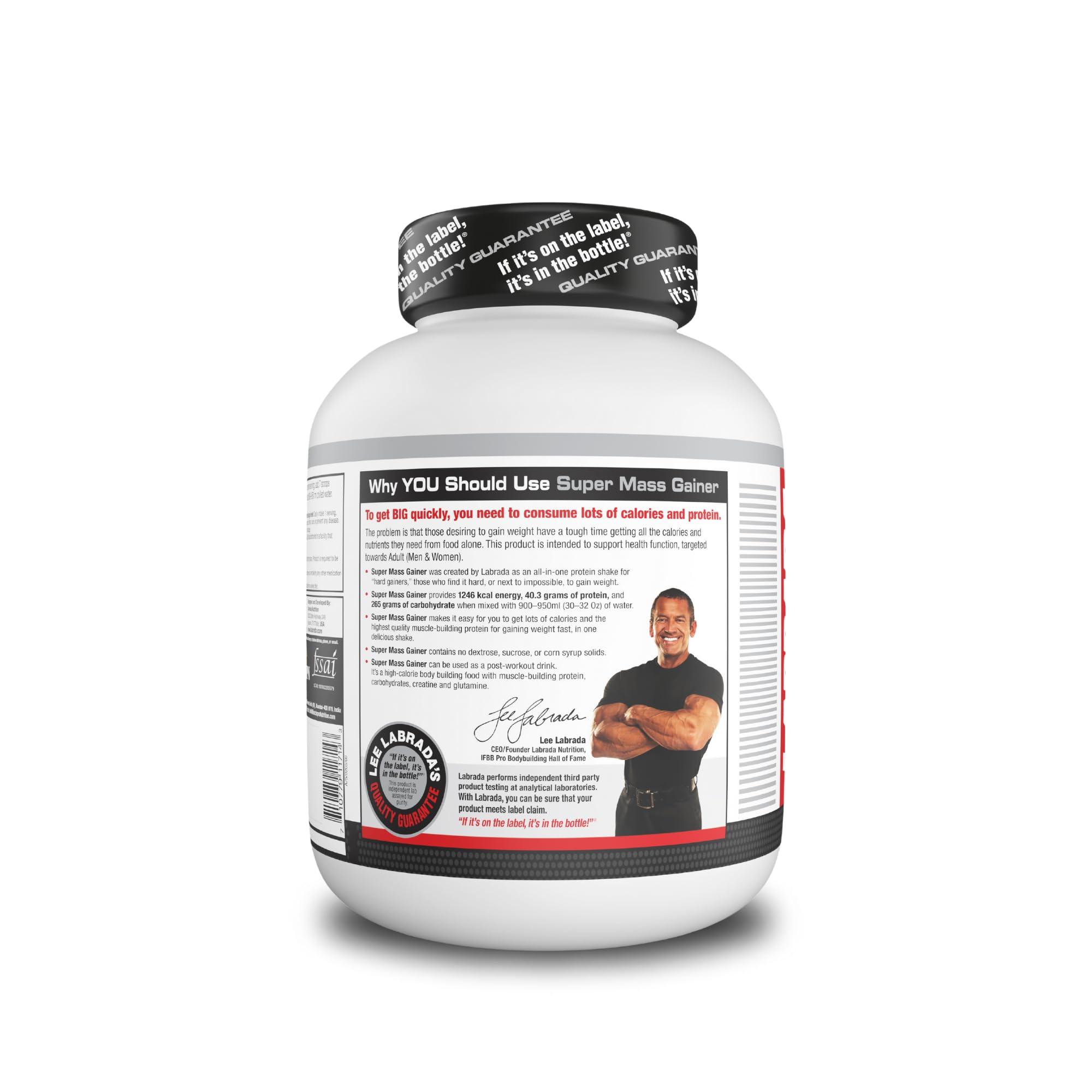 Labrada Labrada Super Mass Gainer 3kg | High-Calorie Protein Powder for Muscle Growth & Recovery |1246 Calories | 40g Protein | 265g Carbs | Chocolate Ice Cream Flavor | 3g Creatine | 500mg Glutamine, 3000gm