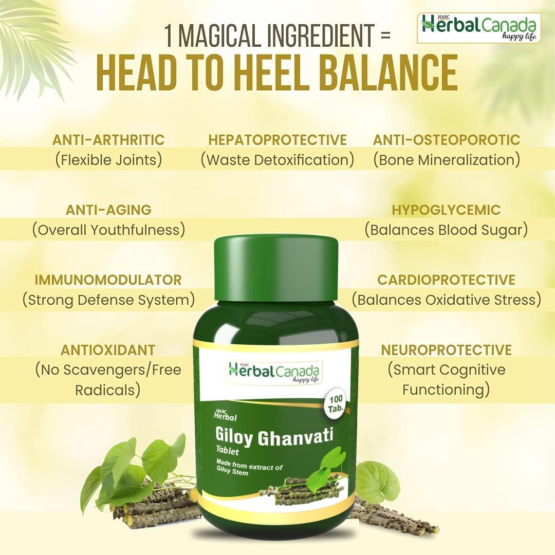 HARC Herbal Canada Herbal Giloy Ghanvati Tablet 500mg Natural Antiviral