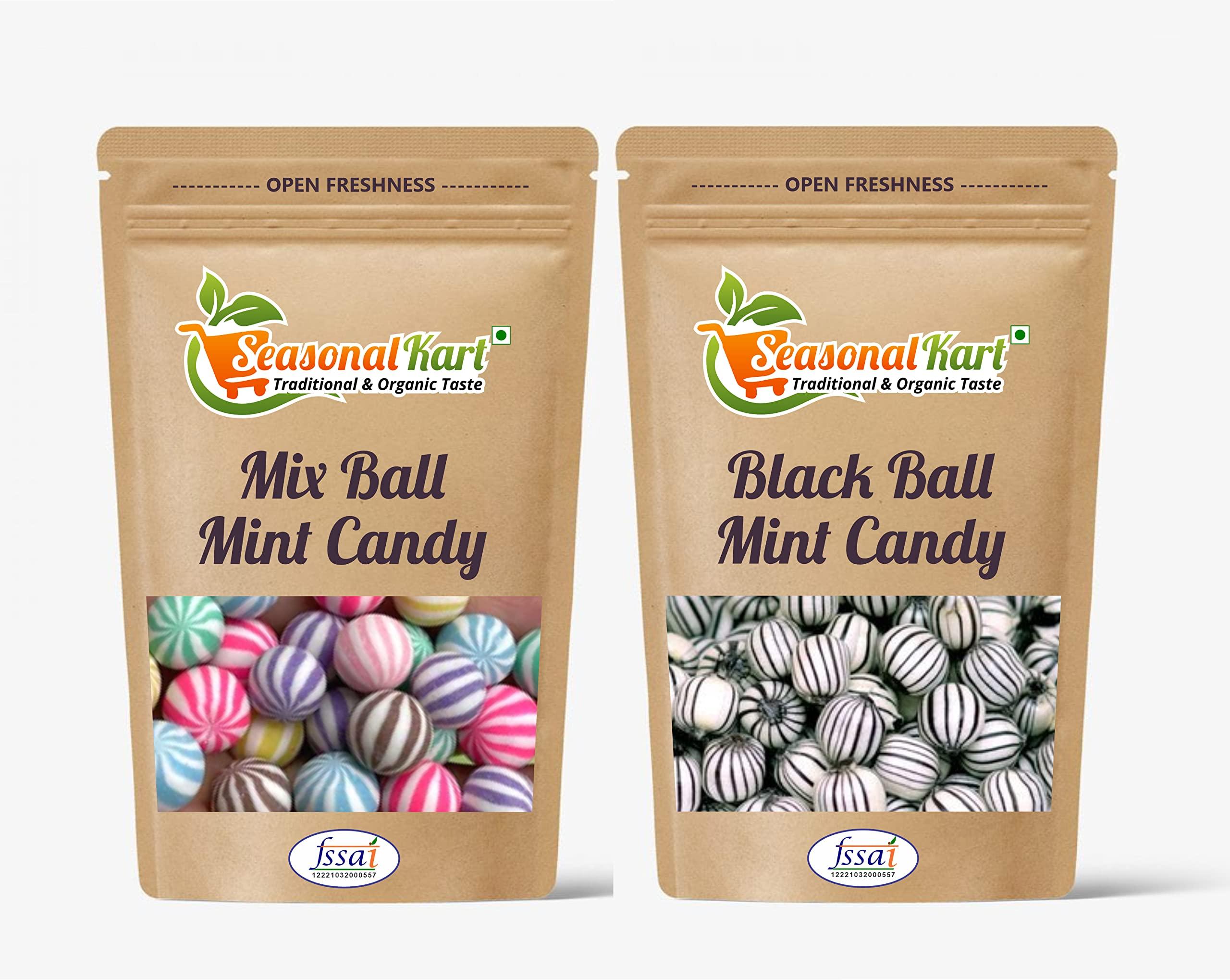 SEASONALKART SEASONALKART Combo Pack of Colorful Drops Candy 1 Kg & Zebra Drops Black Balls Candy Mint 1Kg Total 2 Kg
