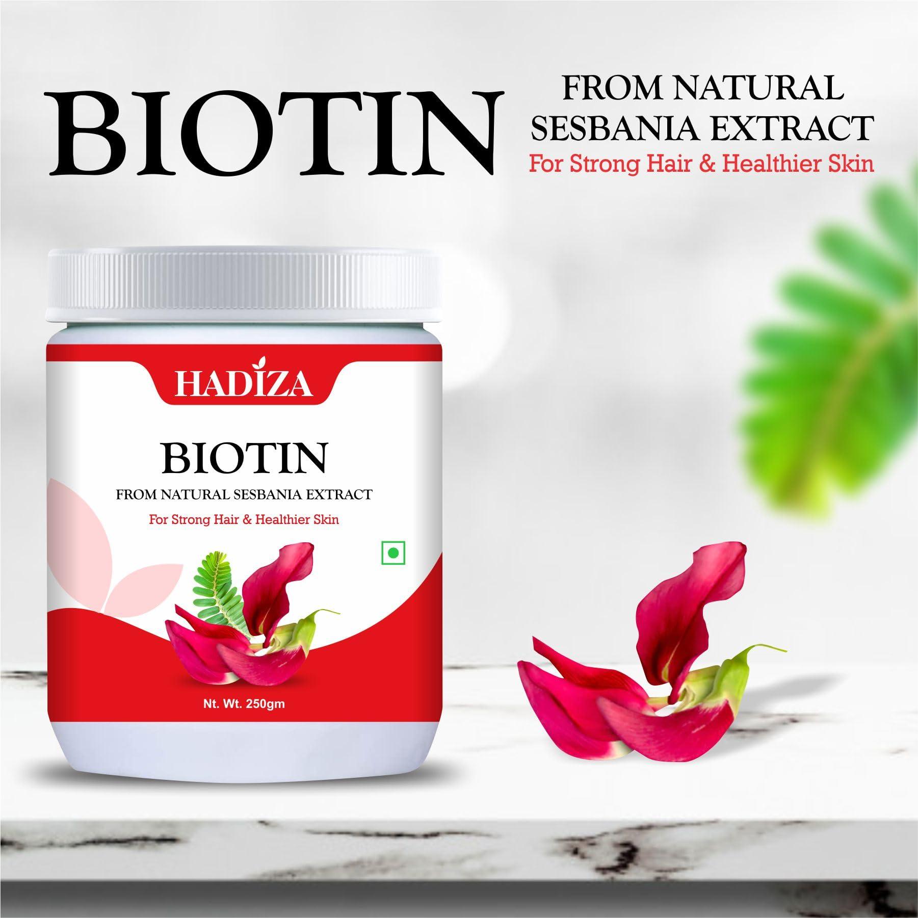 Hadiza Hadiza Plant Based Biotin for Hair Growth, 250g, Biotin Powder with Silica, Sesbania Agati for Increased Hair Density, Shinier Hair, Healthier Skin & Nails, Clean & Vegan