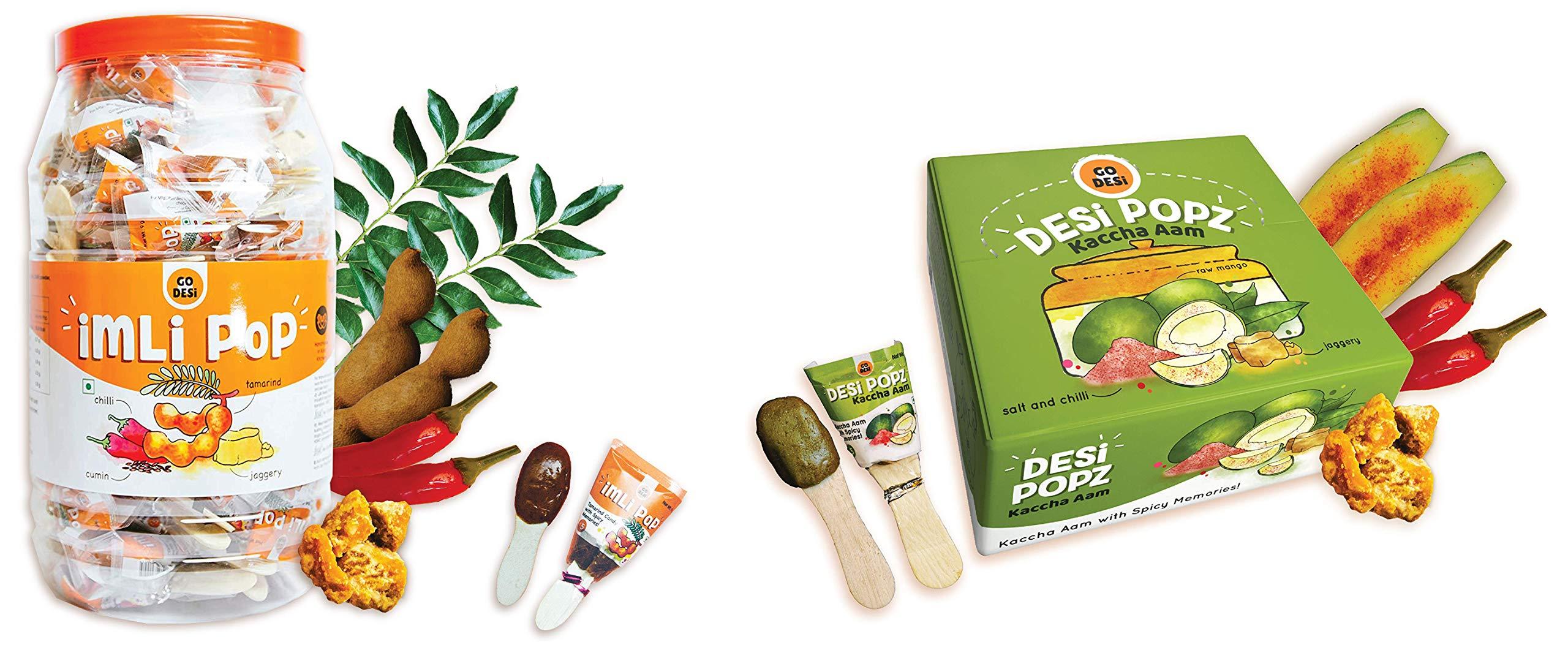 GO DESi GO DESi POPz Candy Combo - Kaccha Aam (40 Pieces) & Imli Pop (100 Pieces)