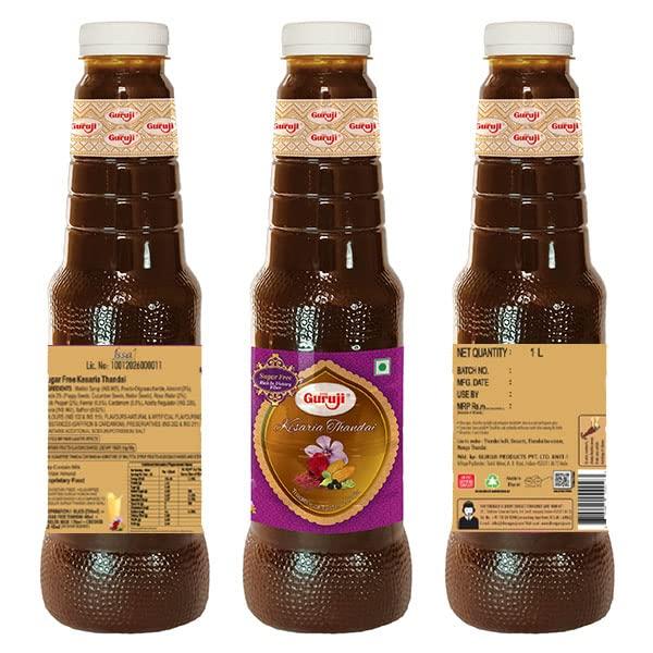 SHREE Guruji Shree Guruji Sugar Free Kesaria Thandai & Chandan Sharbat Combo Pack Milk Beverage Instant Refreshing Drink for Summer Dry Fruit Syrup Sharbat (1 Litre)