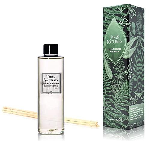 Urban Naturals Urban Naturals Leather Mahogany Scented Oil Reed Diffuser Refill | Includes a Free Set of Reed Sticks! 4 oz.