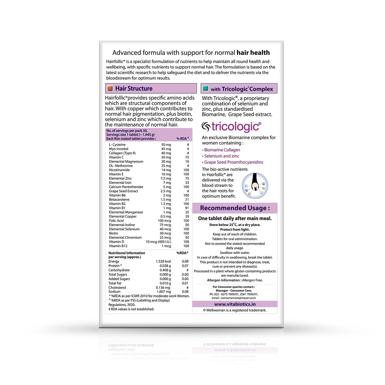 wellman Wellman & Wellwoman Hairfollic Combo Pack with Biotin, Selenium & Zinc | Supports Healthy Hair Growth & Strength | 30 Tablets Each | Nutritional Hair Supplement