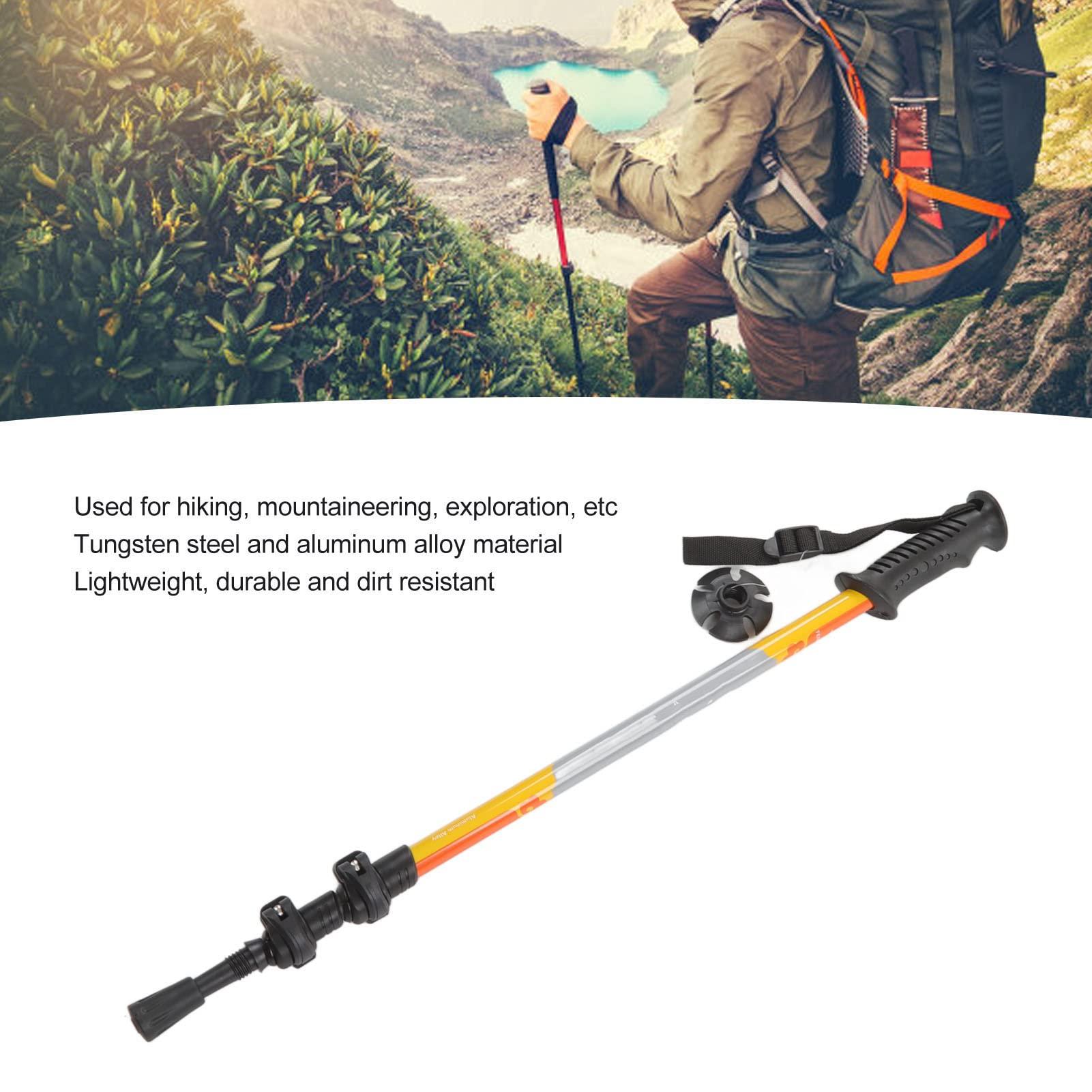 Asixxsix Mountain Climbing Pole , Retractable Walking Stick Portable Sweat Absorbent High Stiffness for Expedition (Yellow)