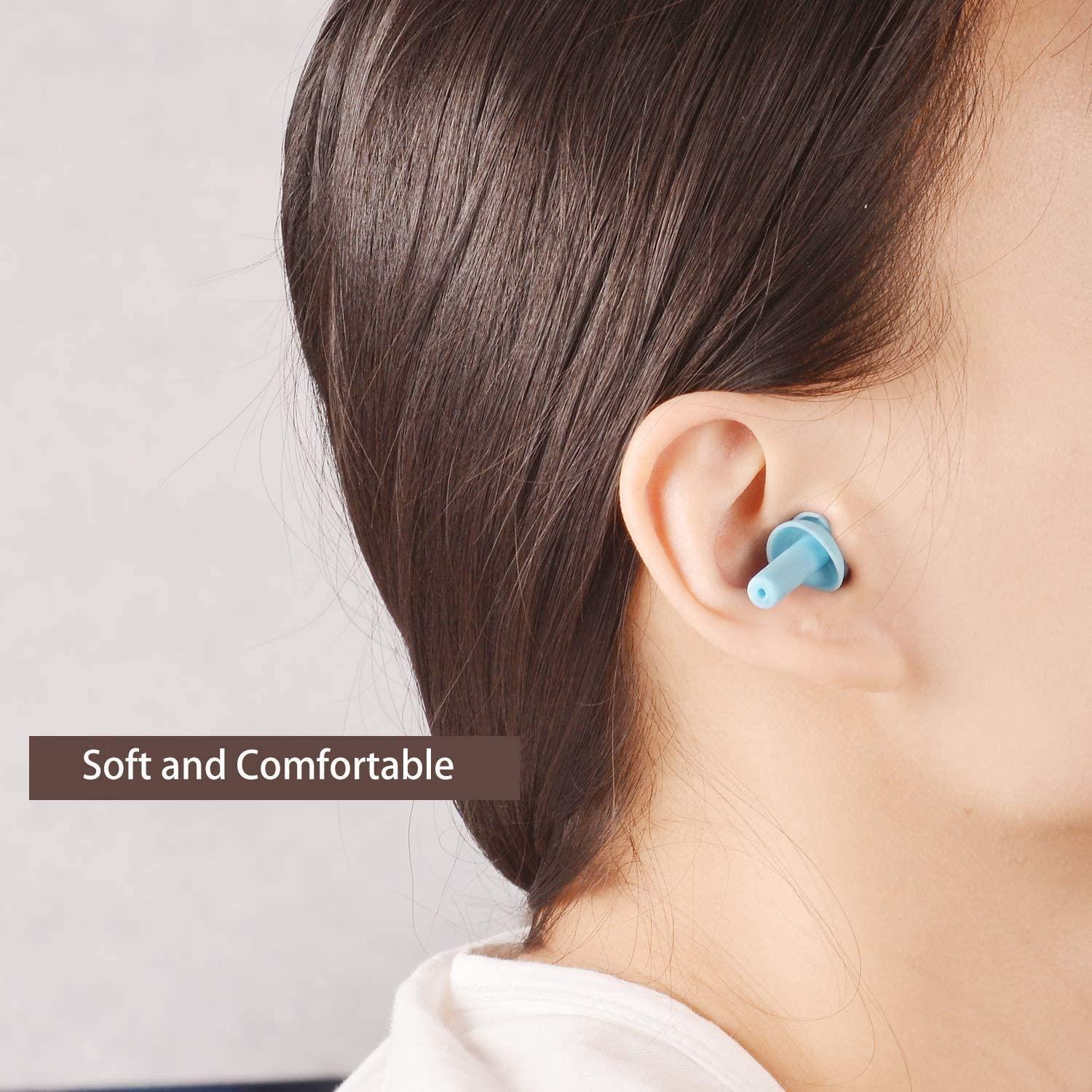 James 2 Pairs Reusable Silicone Ear Plugs, Waterproof, Hypoallergenic - Ultra Comfortable Noise Reduction Earplugs for Sleeping, Swimming, Concerts and Airplanes (earplugs 2 Set) (Blue and Green