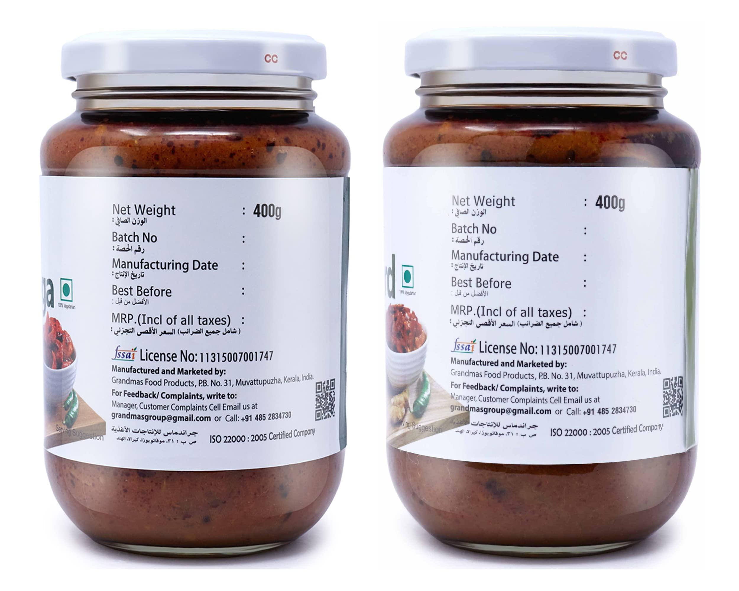 Grandmas Grandmas Authentic Kerala Style Ambazhanga Pickle - Bitter Gourd Pickle Combo | 400g Bottle | Healthy and Tasty South Indian Pickle