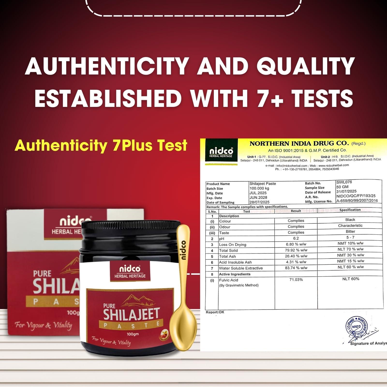 NIDCO Herbal Heritage NIDCO Herbal Heritage Shilajeet (Shilajit) Pure Resin | Paste 100% Ayurvedic Boost Performance Strength, Stamina, Endurance and Power| Maximum Potency & Immune Support (100gm)