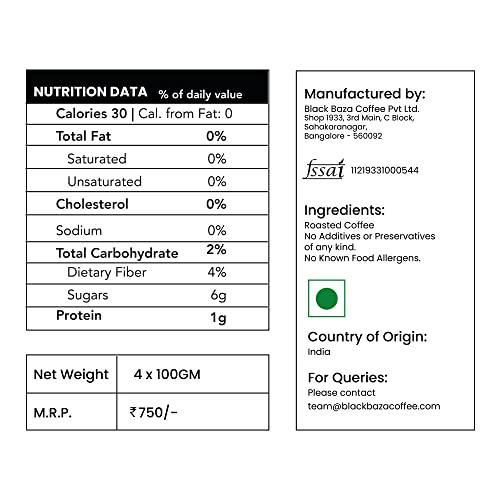 Black Baza Coffee Co. Black Baza Coffee, Specialty Arabica Sampler Pack, Freshly Roasted, Organic (Whole Beans, 4 x 100 grams)