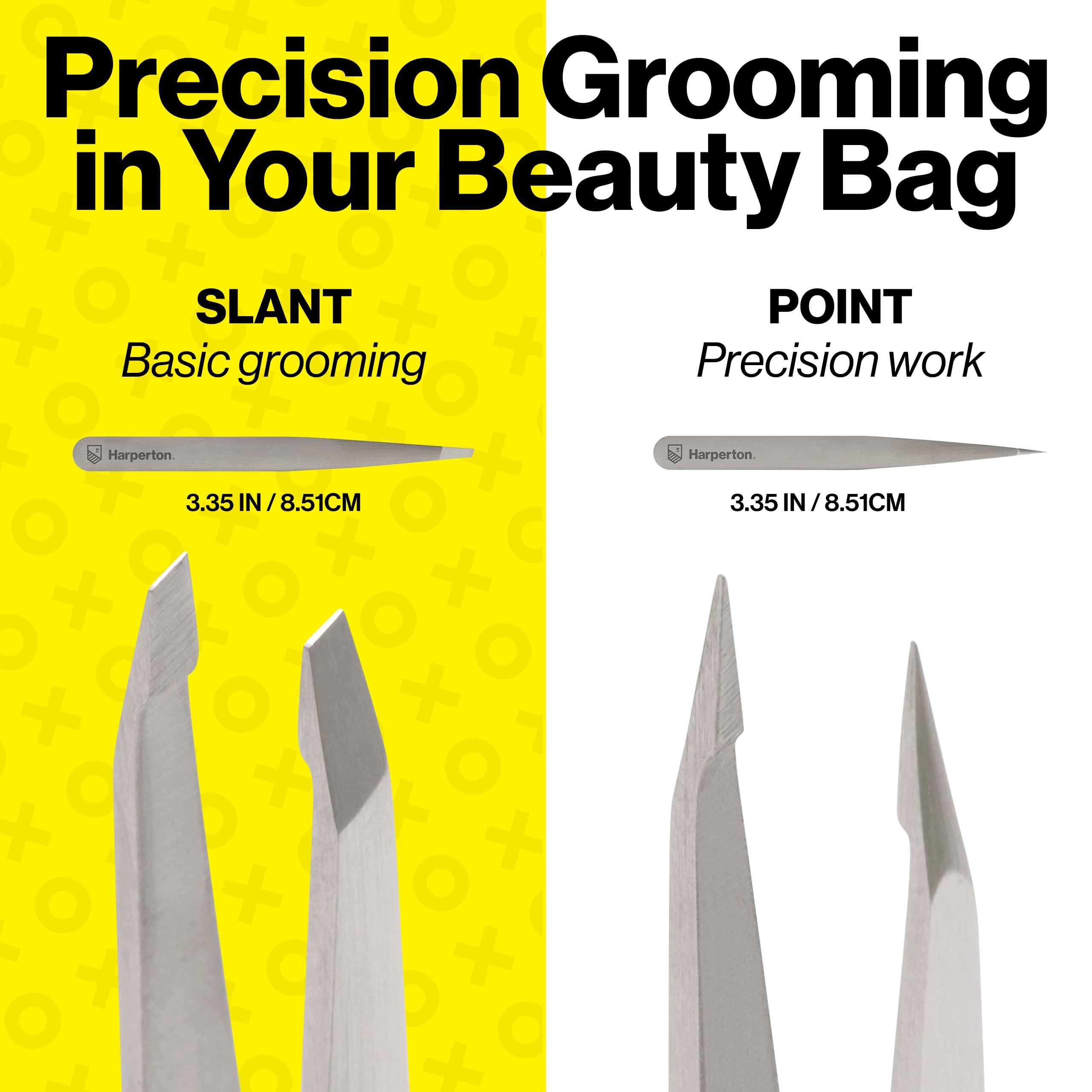 Harperton Harperton Pluckit - Professional Tweezers Set - Slant + Pointed Precision Tips