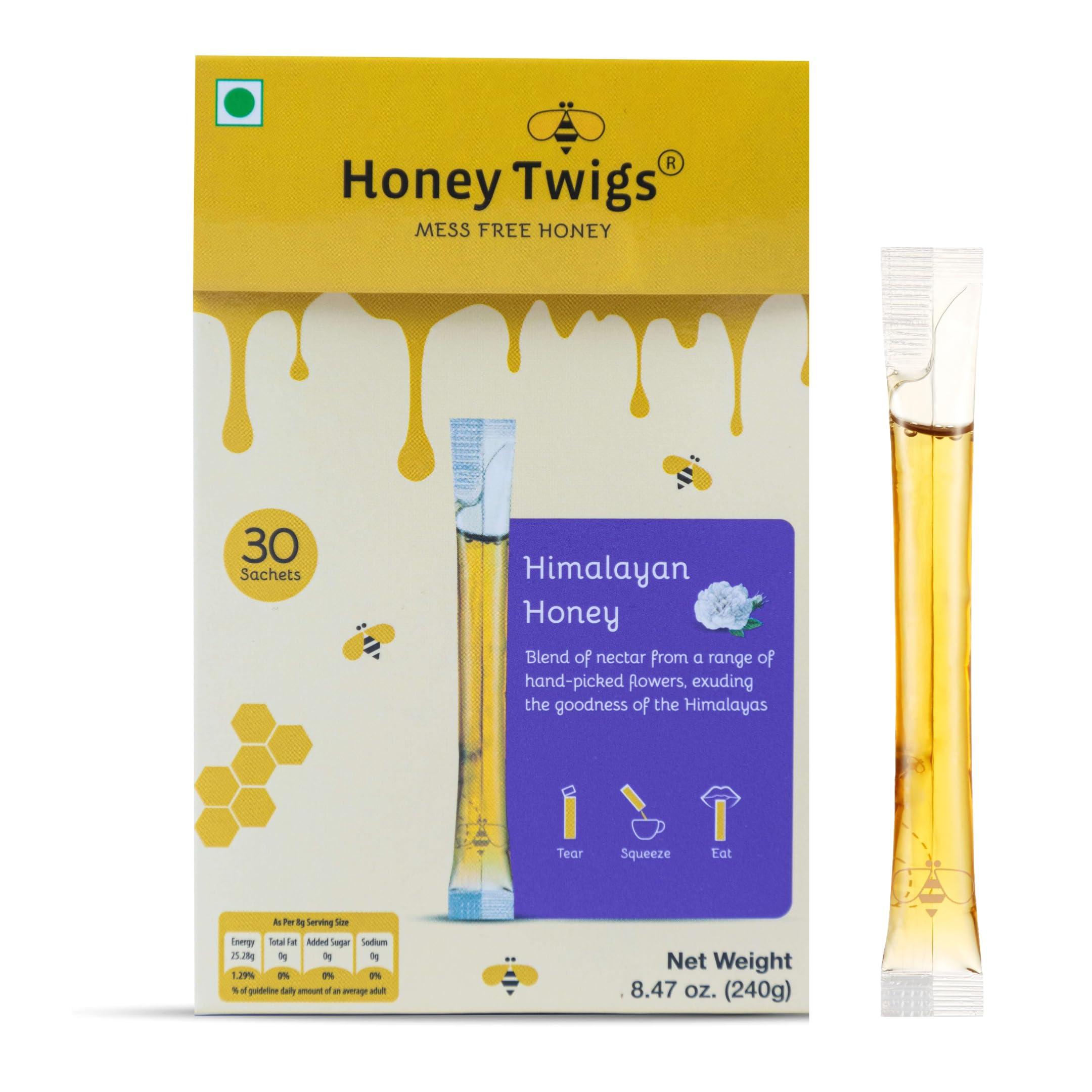 Honey Twigs Honey Twigs Himalayan Multiflora Honey |Pure Honey, 240gms (30 Single Sachets) |Grade A Himalayan Honey - Traceable Source | Zero Additives | Zero Added Sugar |Immunity Booster|Tear Squeze Eat