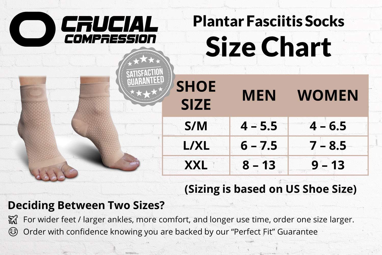 Crucial Compression Plantar Fasciitis Socks with Arch Support for Men & Women - Ankle Compression Socks for Foot and Heel Pain Relief - Better Than Night Splint Brace, Orthotics, Inserts, Insoles