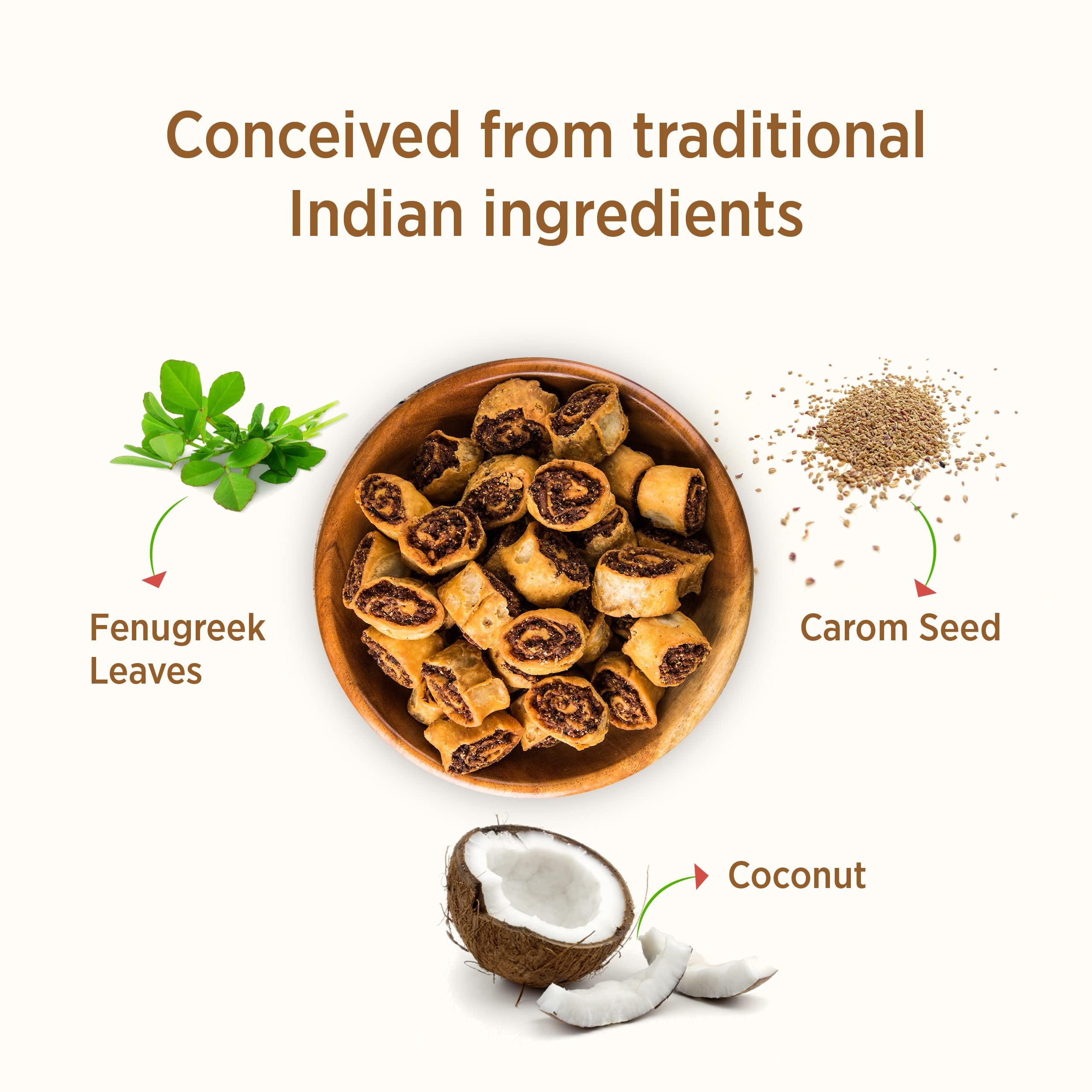 Chaayos Chaayos Bhakarwadi Fresh, 150 Gm Pack|Chai Time Snack|Ready To Eat Bhakarwadi Snacks|Mini Bhakarwadi|Indian Namkeen Nashta|Authentic Regional Preparation|Traditional Indian Snacks|Party Snacks