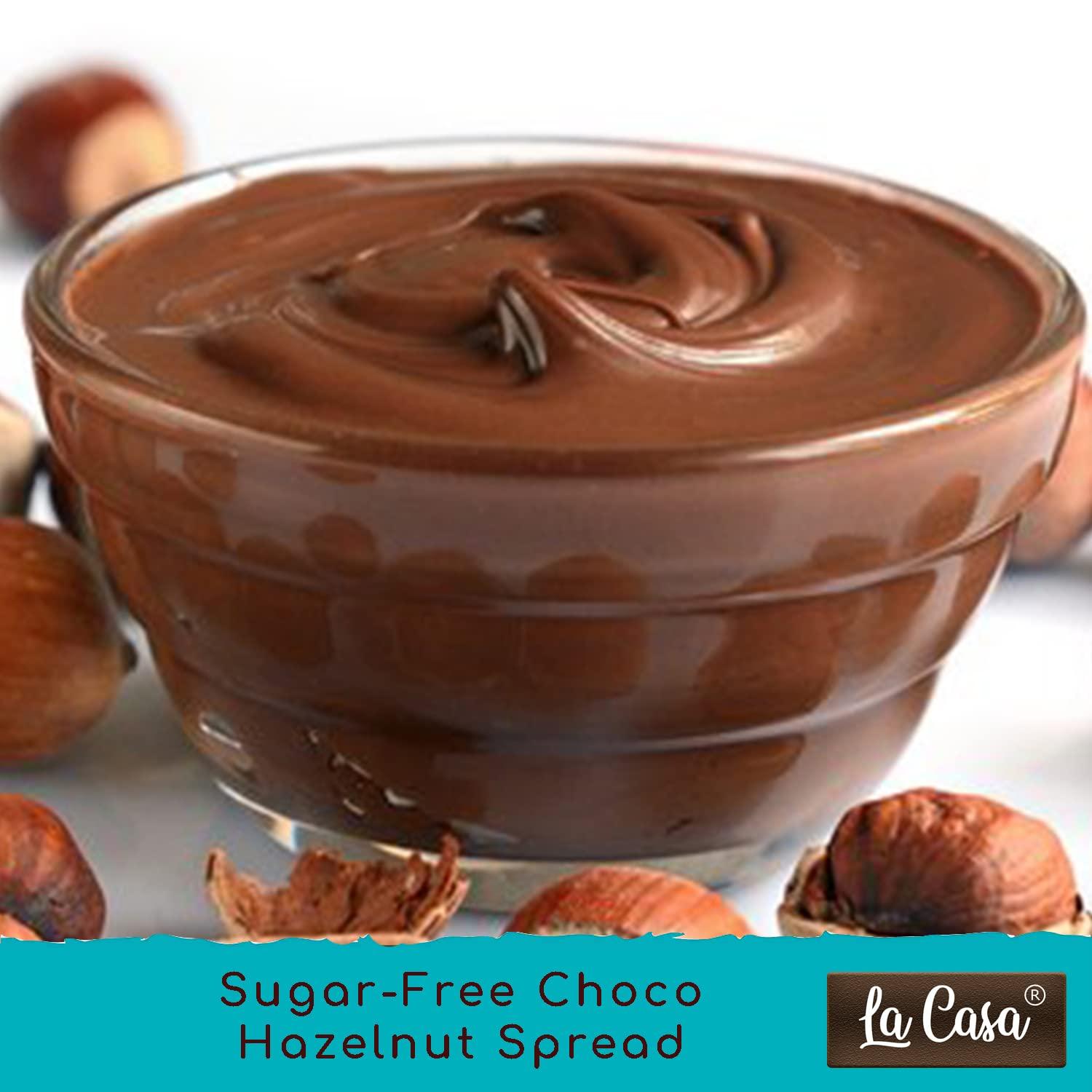 La Casa La Casa Sugar-Free Hazelnut Chocolate Spread | Stevia Based | All Natural | Combo of 2 | 2x350g |
