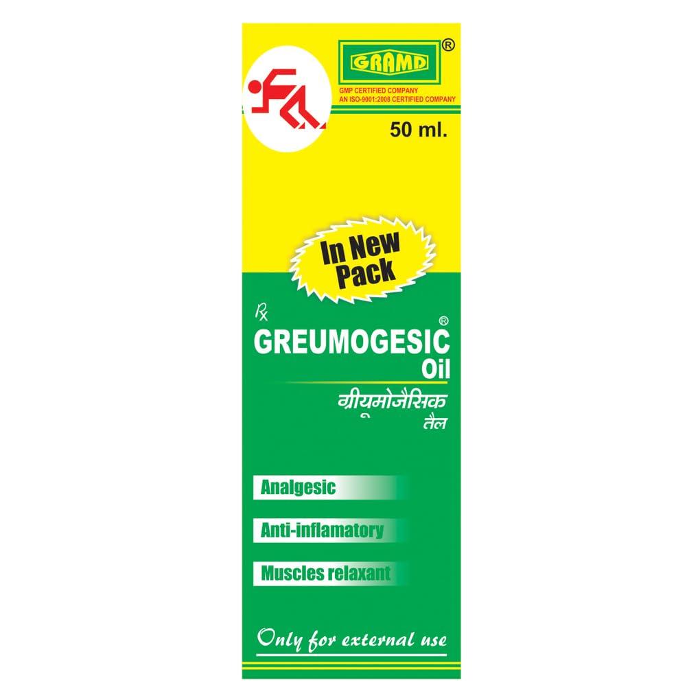 GRAMD GRAMD GREUMOGESIC OIL, Majorly managing traumatic injuries, muscle pain neurological disorders. Greumogesic oil also helps in post trauma, sports injury accidents, reduces burning sensations, 50ml