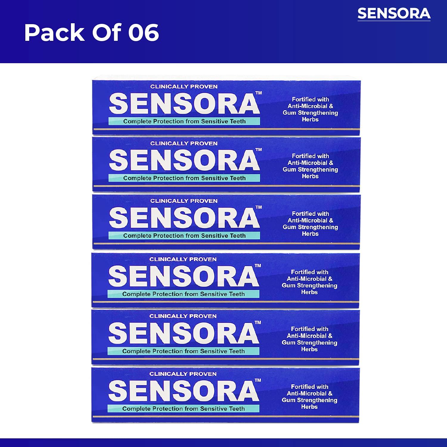 Sensora SENSORA Sensitivity Releif Toothpaste For Sensitive Gums | Pack of 06 | Buy 6 get 10 (6 Super soft brushes and 4 tongue cleaners FREE)