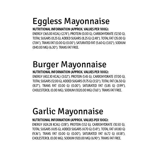 VEEBA Veeba Mayonnaise Combo - Eggless Mayonnaise, 250gm with Garlic Mayonnaise, 250gm and Burger Mayonnaise 250gm - Pack of 3